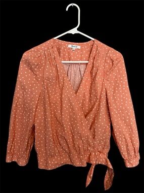 Madewell Coral Star Print Peasant Blouse